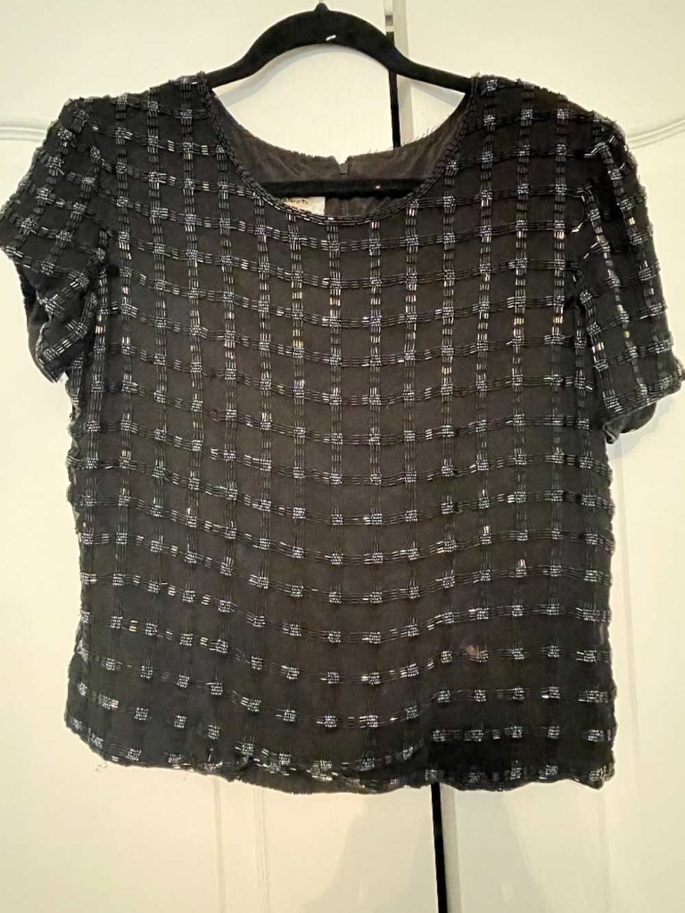 Talbots Black Beaded Blouse Size Medium